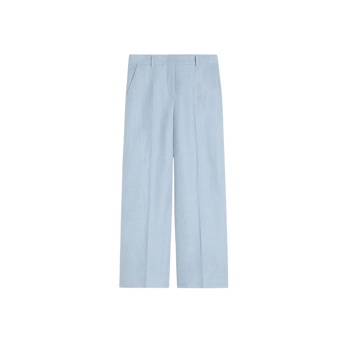 Pantalone wide leg in puro lino - Celeste