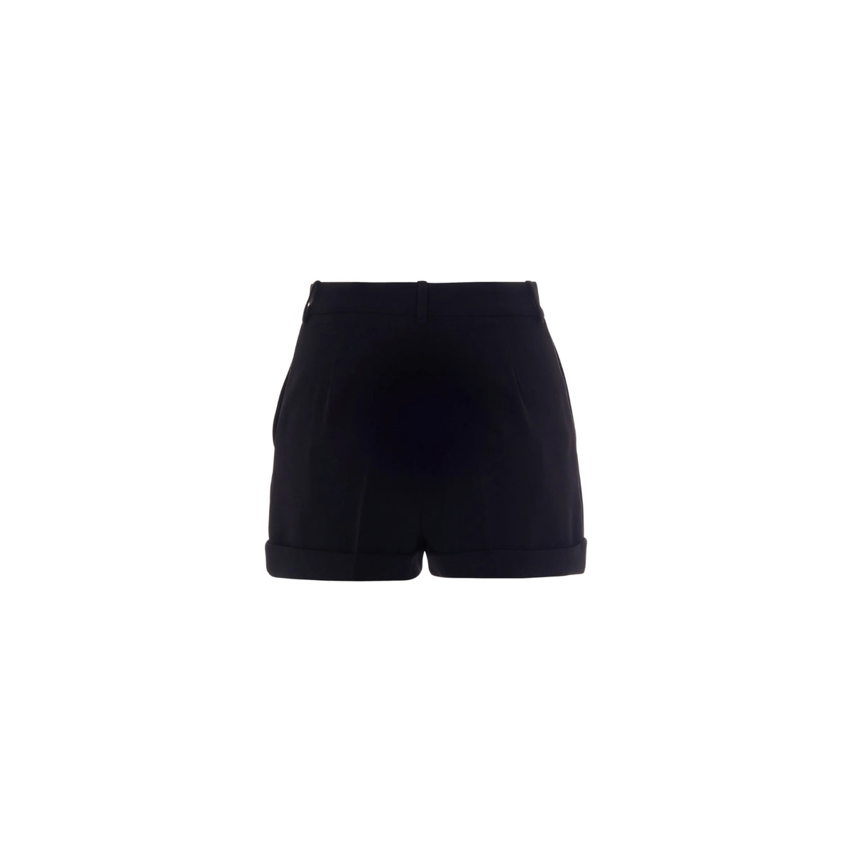 Shorts in crêpe con risvolto - Nero