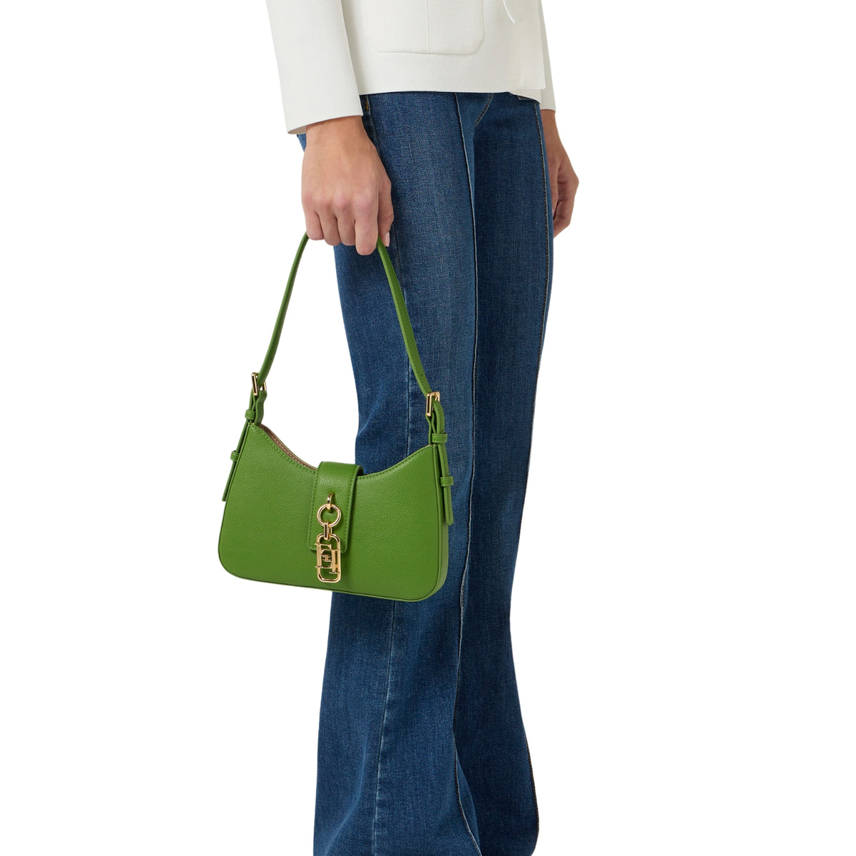 Borsa hobo piccola con charms - Verde