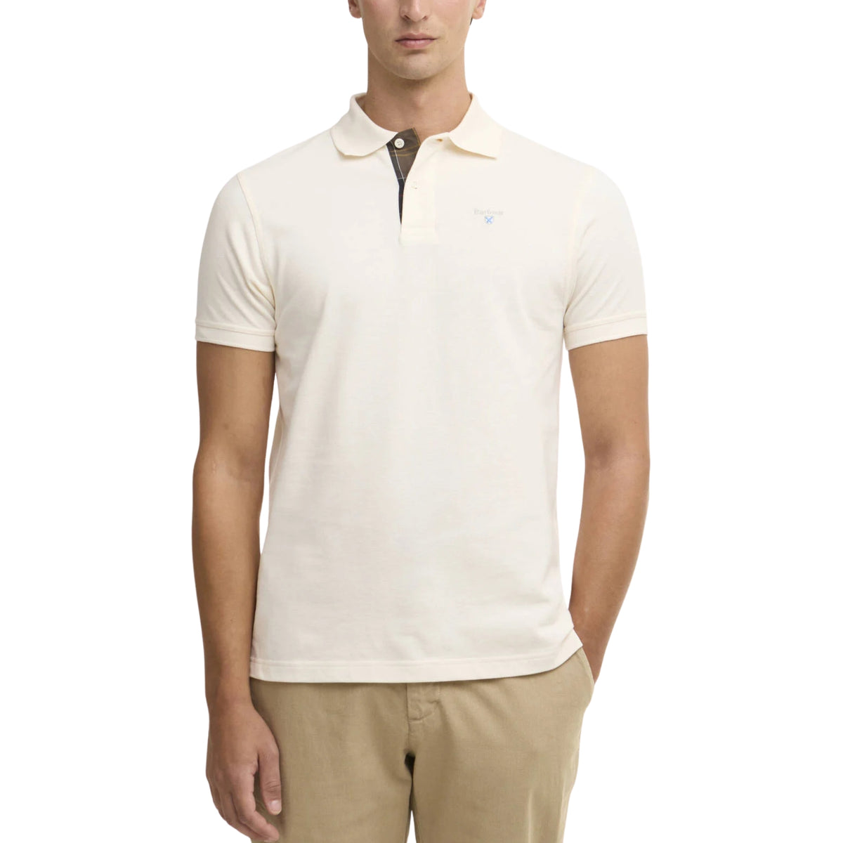 Polo Barbour con finiture tartan - Bianco