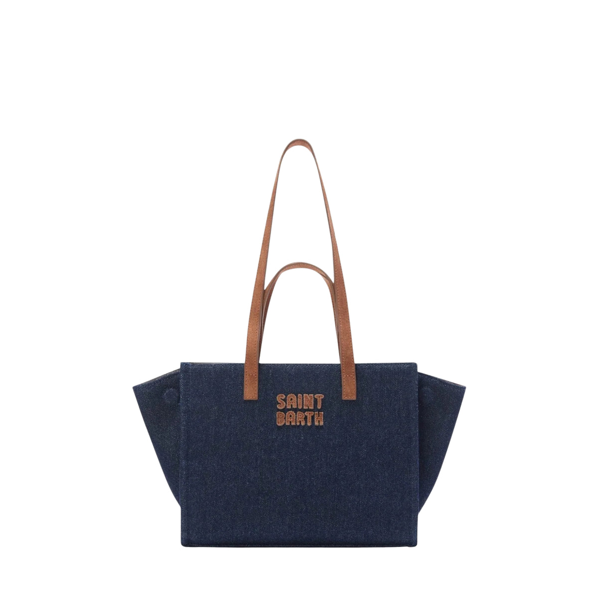 Borsa Midi Jour in denim con manici in camoscio