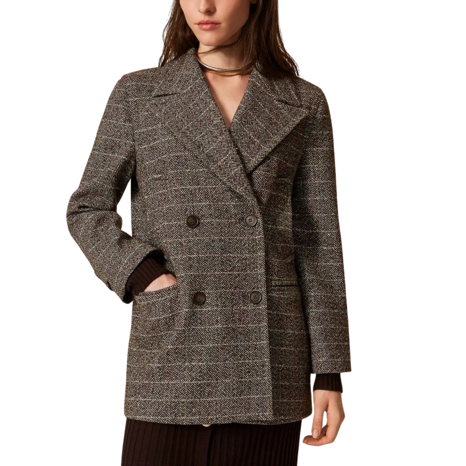 Caban in misto lana con lurex