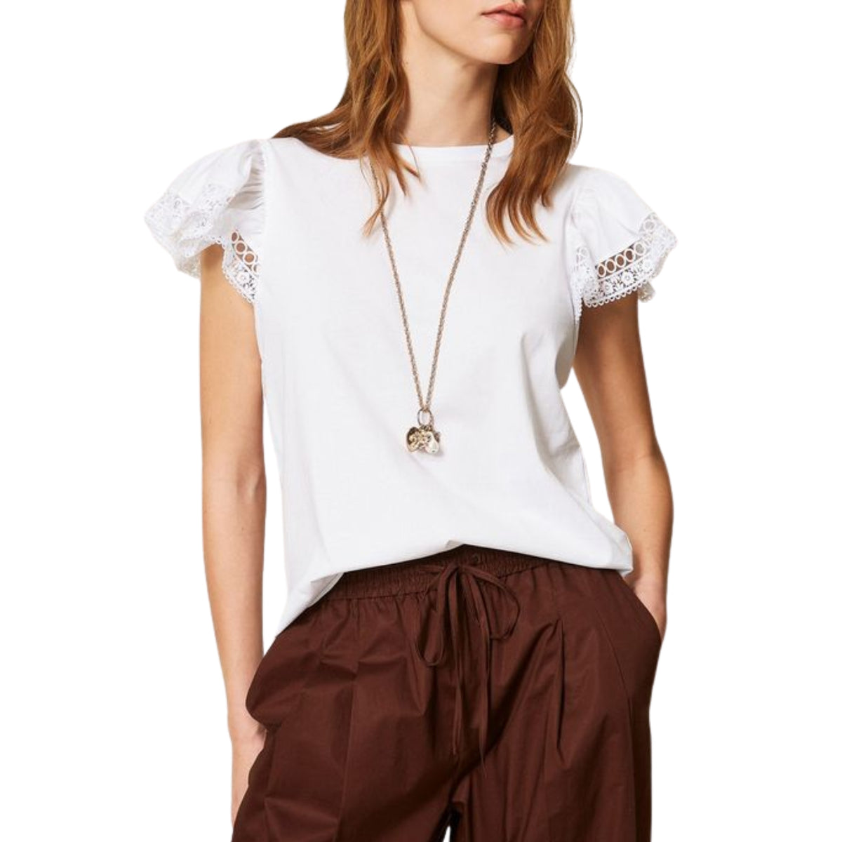 T-shirt Twinset con spacchetti laterali - Bianco