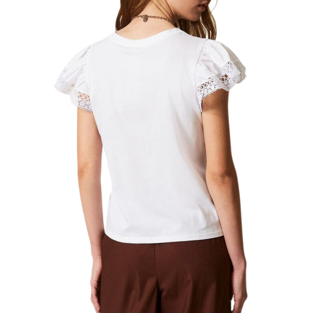 T-shirt Twinset con spacchetti laterali - Bianco