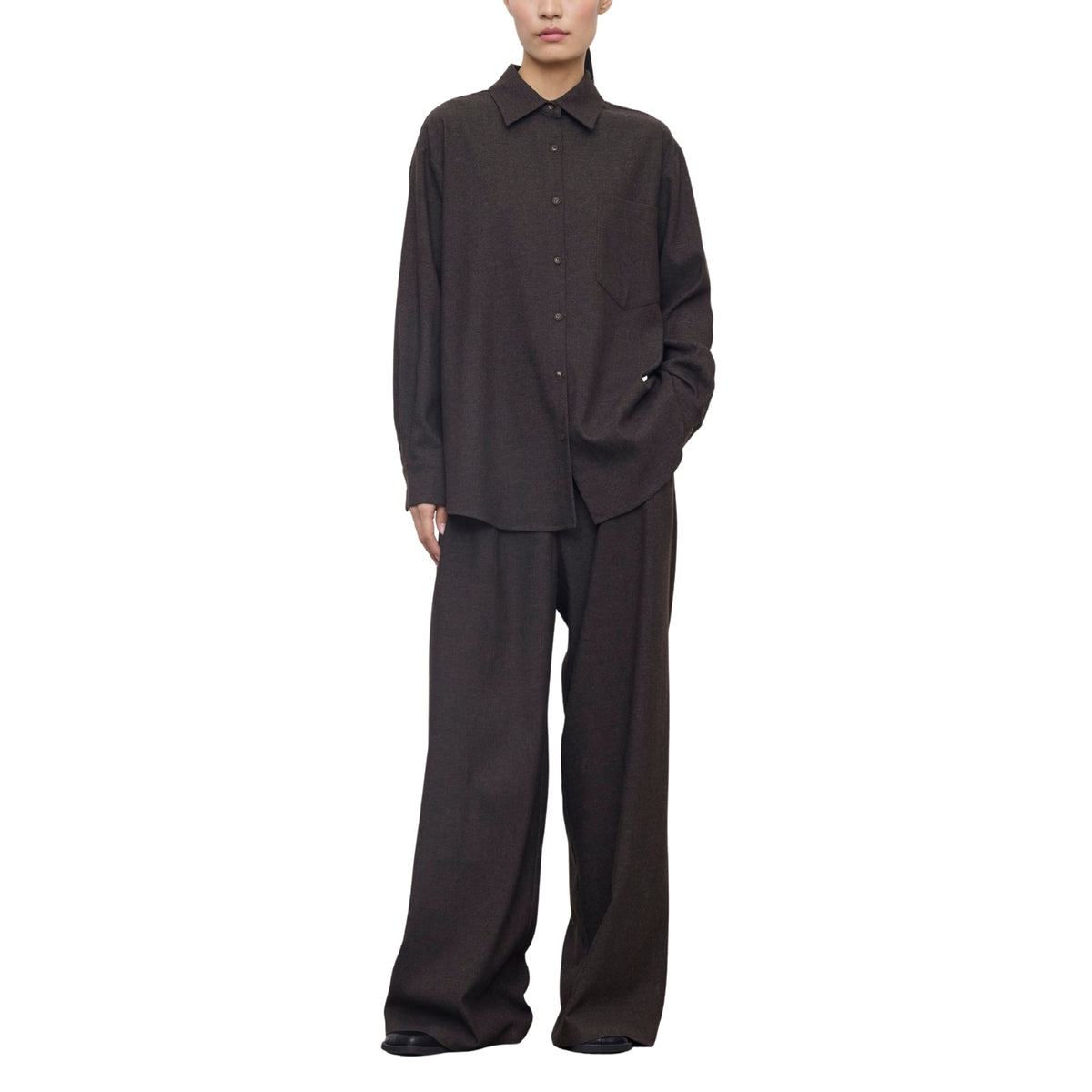 Pantaloni a gamba larga melange - Moro