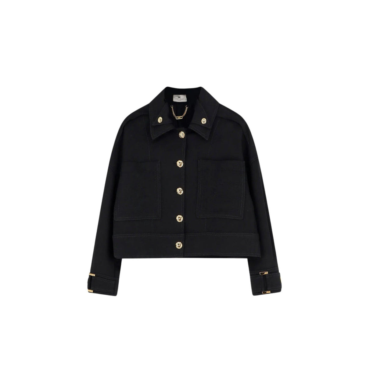 Caban in gabardina con doppio colletto - Nero