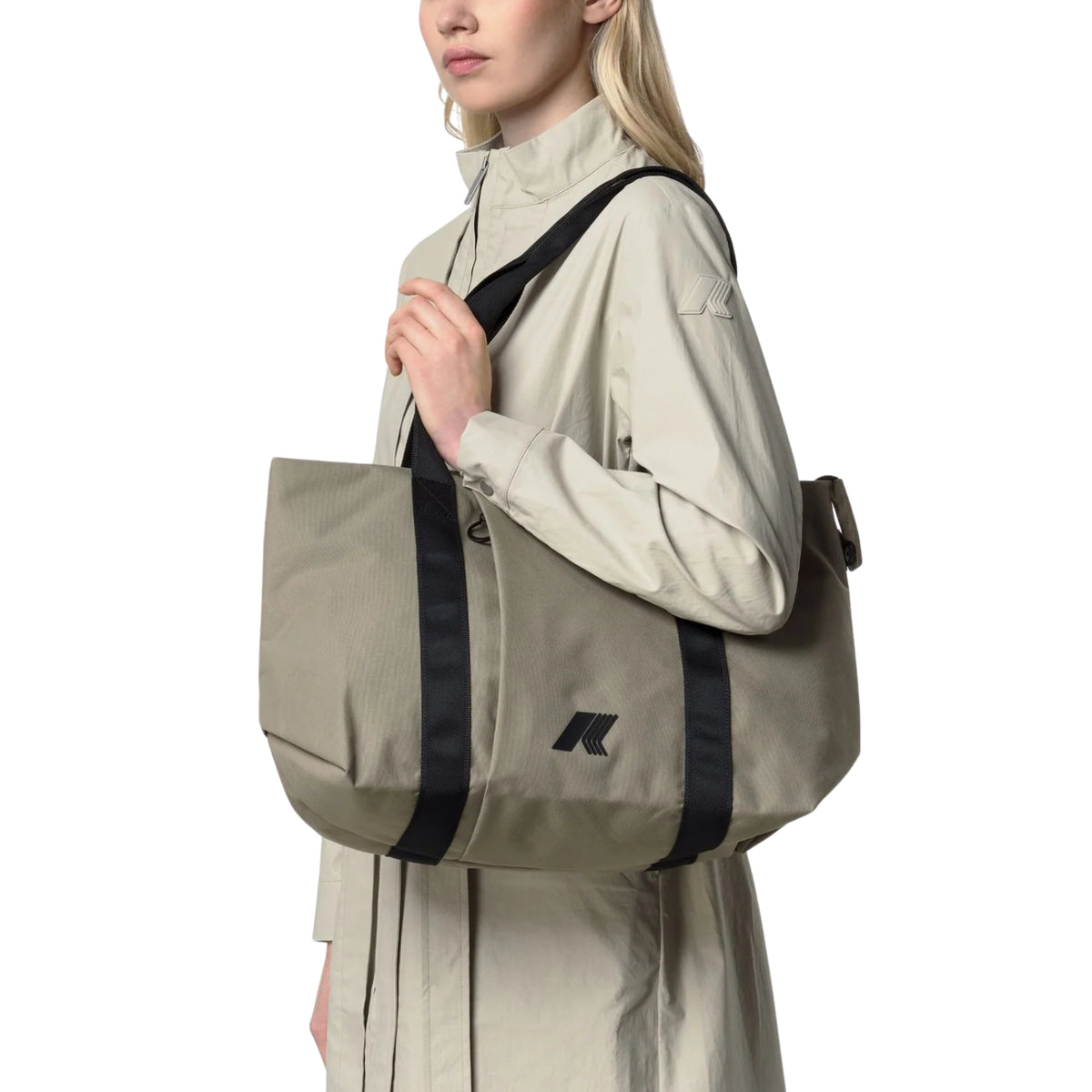 Borsa Clarabella in nylon con fodera ripstop - Tortora
