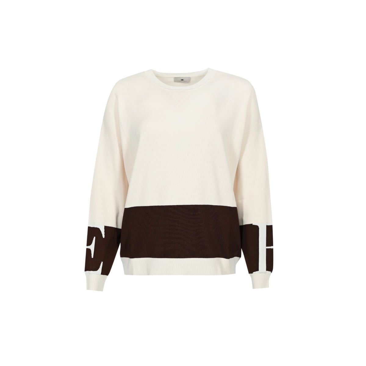 Maglia in viscosa con loghi color-block - Latte