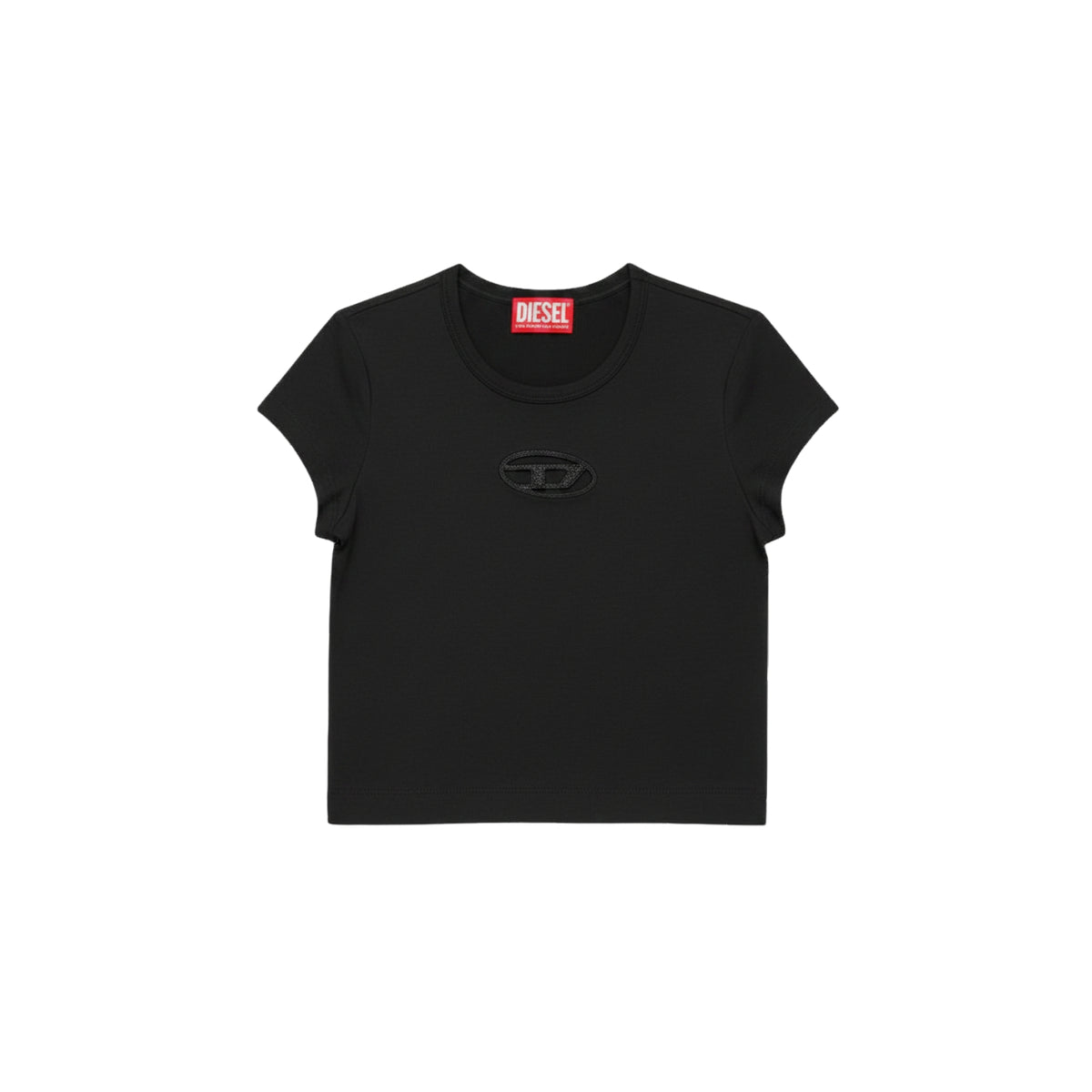 T-shirt bambina con ricamo logo Oval D - Nero