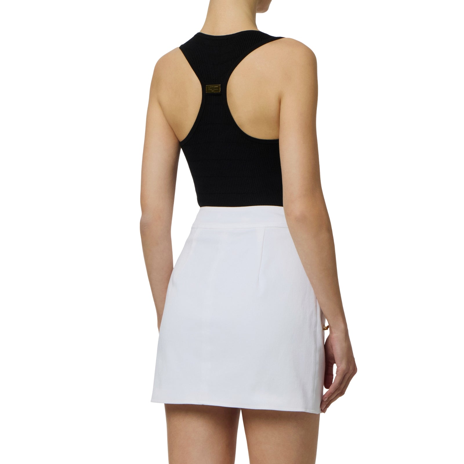 Top in maglia a micro trecce - NERO