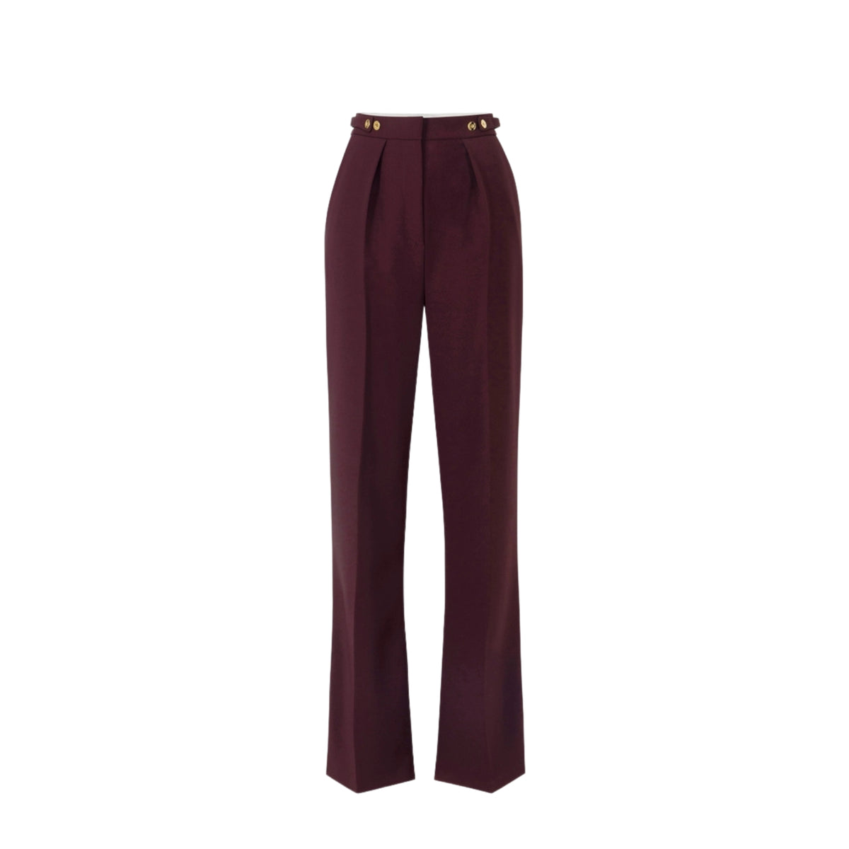 Pantalone in crêpe con pinces e dettagli metallo oro - Merlot