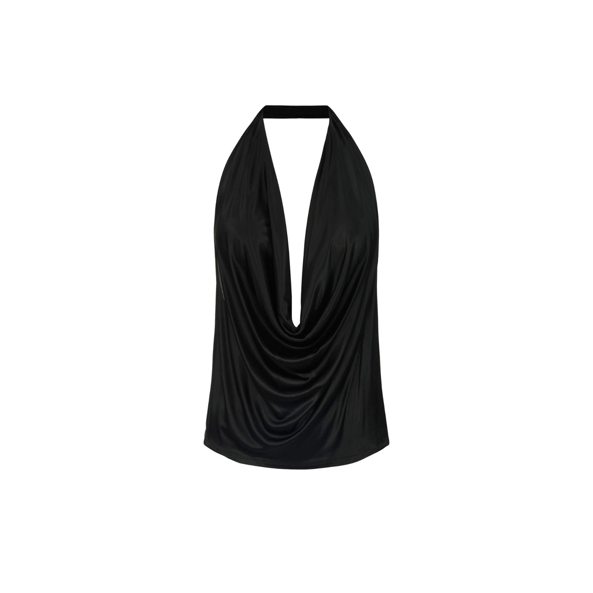 Top in jersey di viscosa con scollo a gronda - Nero