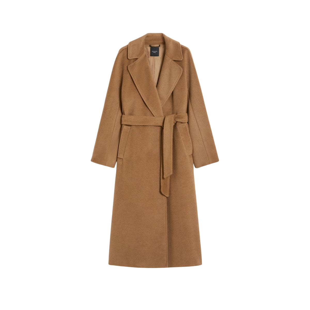 Cappotto a vestaglia in lana e alpaca - Cammello