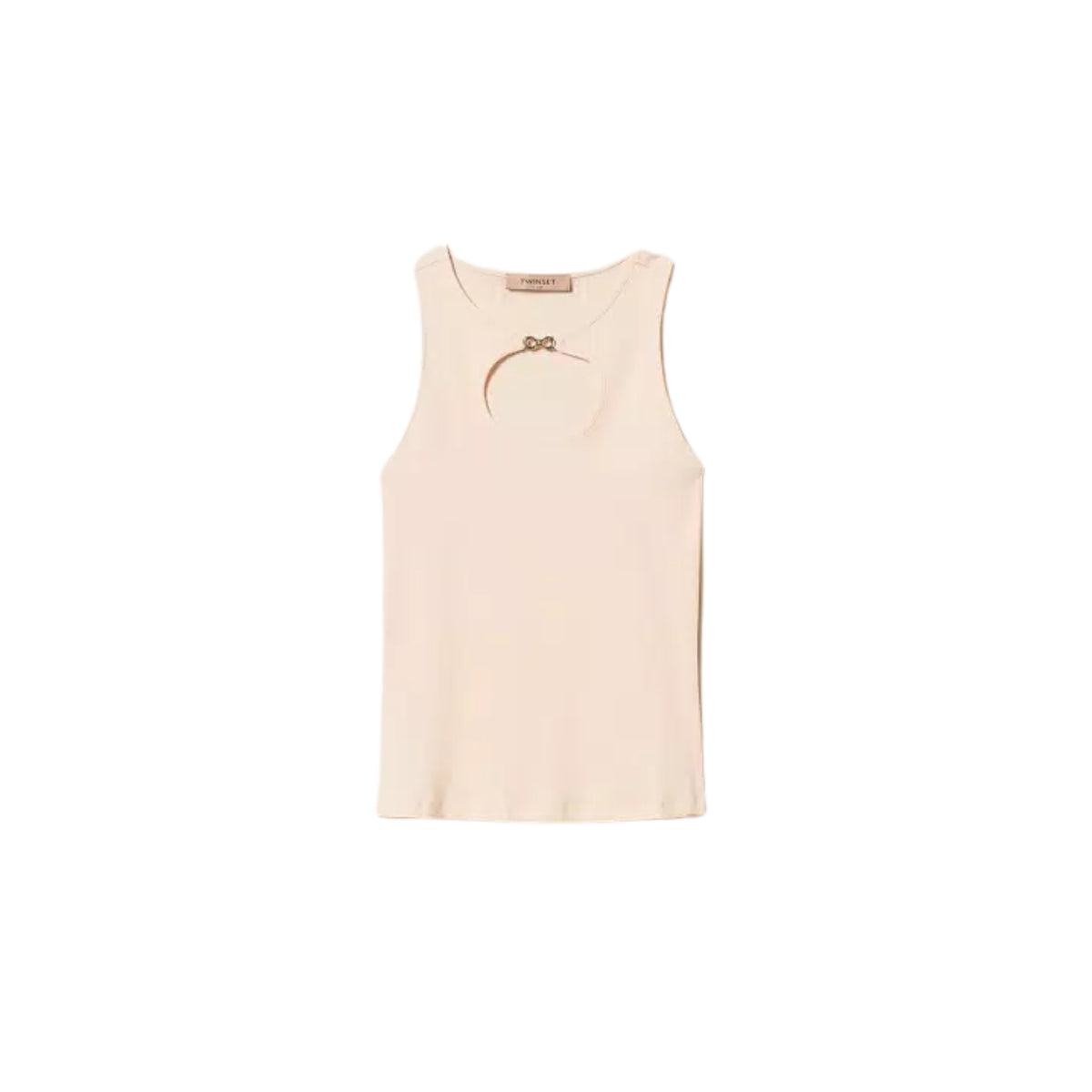 Top a costine con cut-out e logo Infinity T - Rosa