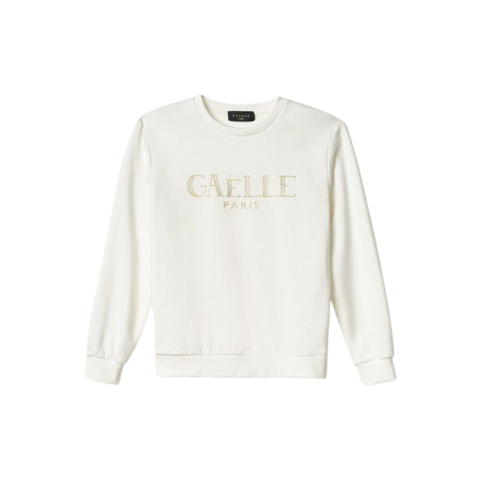 Felpa girocollo con logo a strass - BIANCO