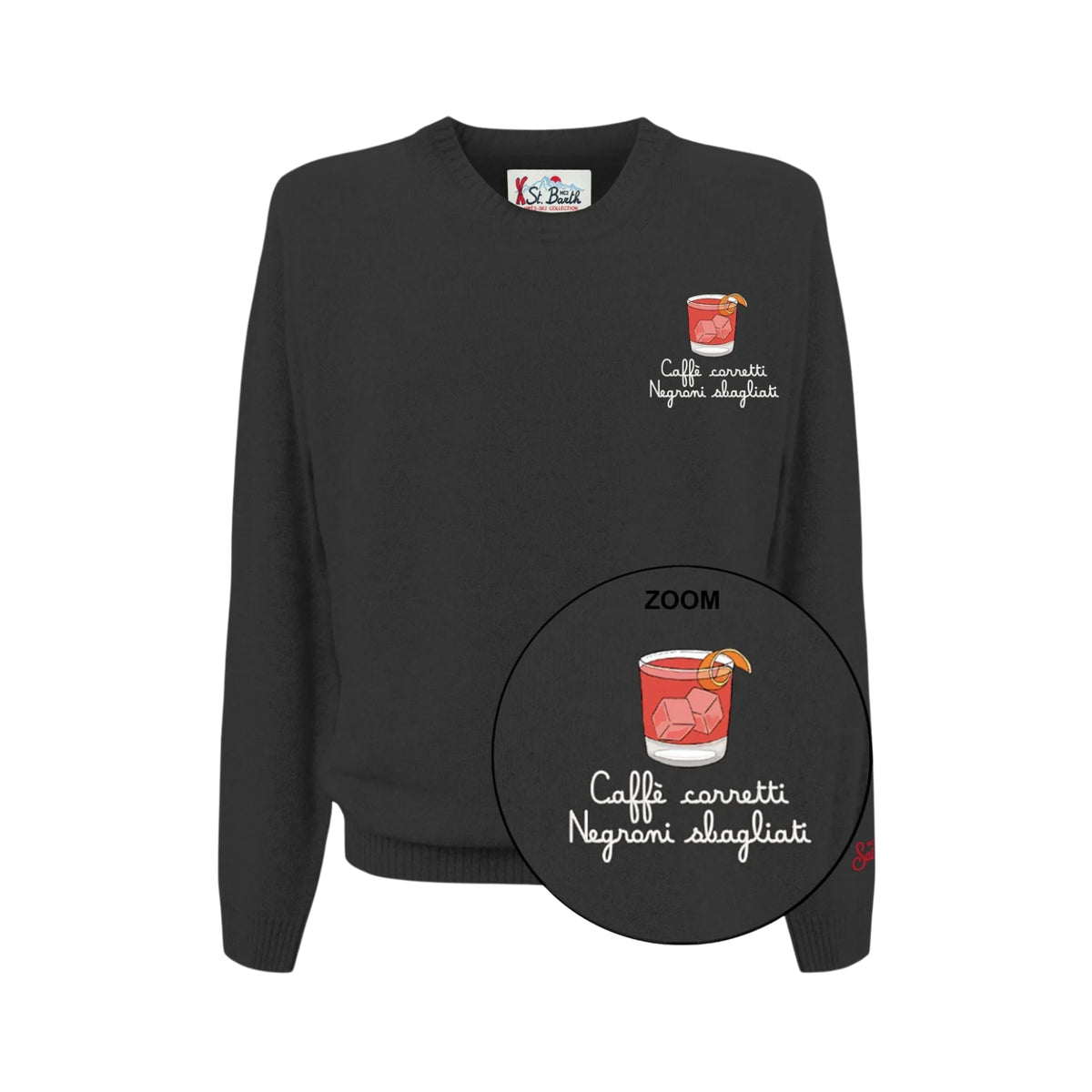Maglione girocollo in misto cashmere - Nero