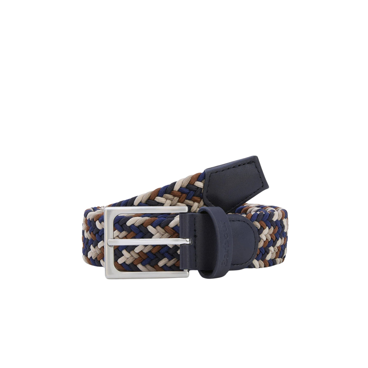 Cintura Ford in fettuccia elastica e pelle - Blu
