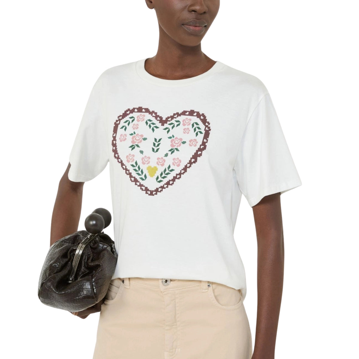 T-shirt basic con motivo grafico - Bianco