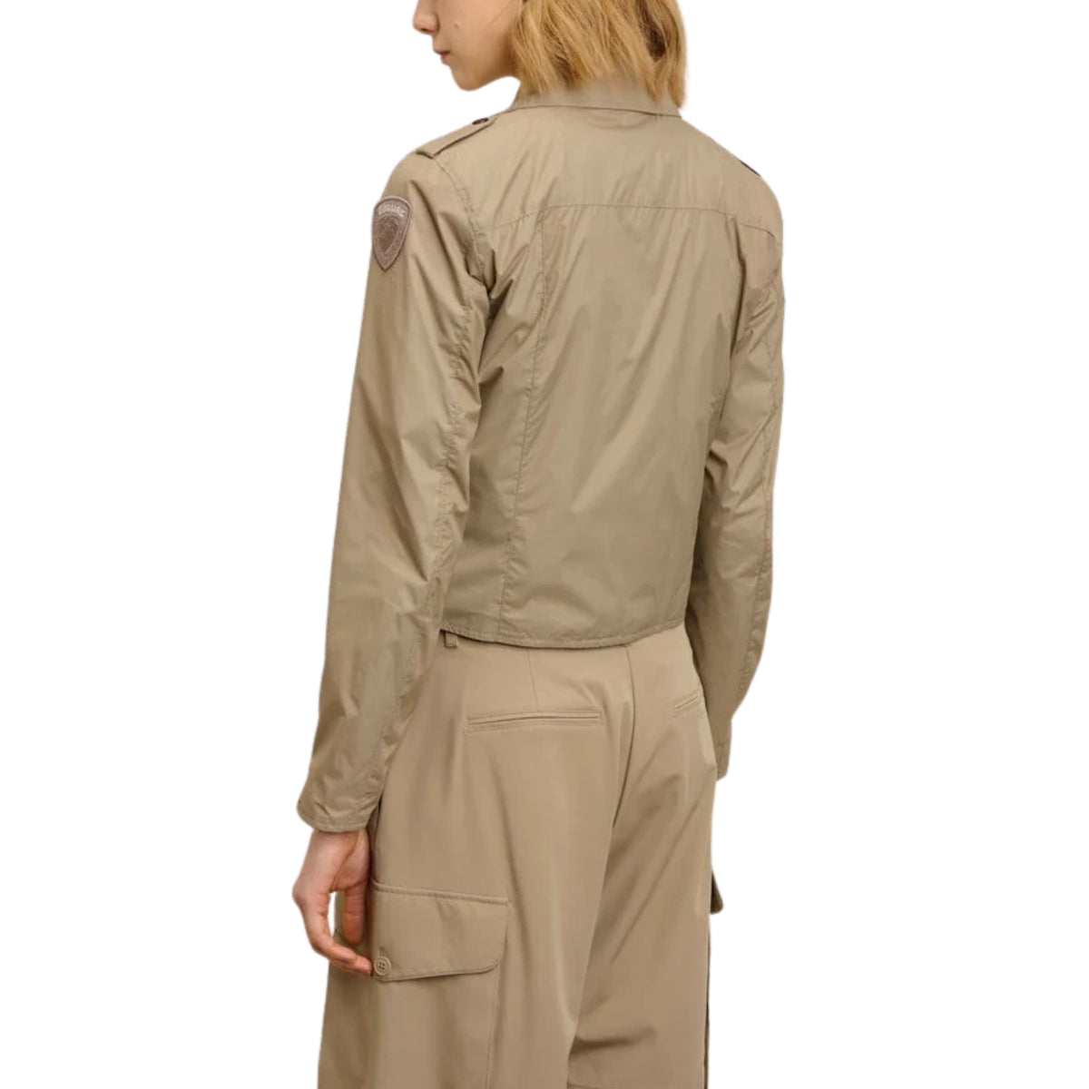 Chiodo in nylon con collo a doppio revers - Grigio
