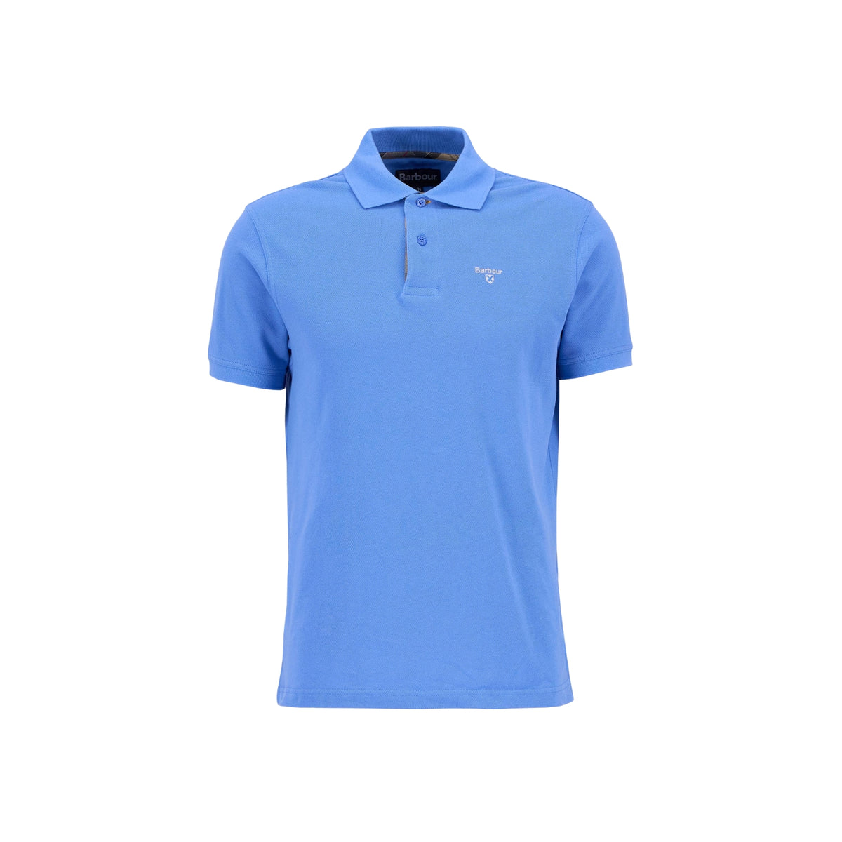 Polo Barbour con finiture tartan - Celeste
