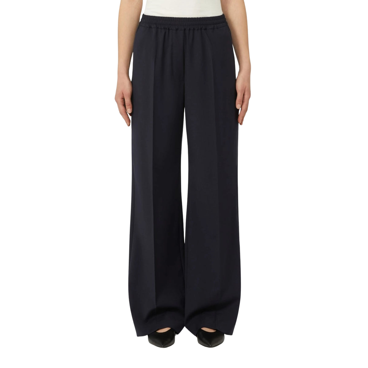 Pantalone dritto in lana stretch - Blu