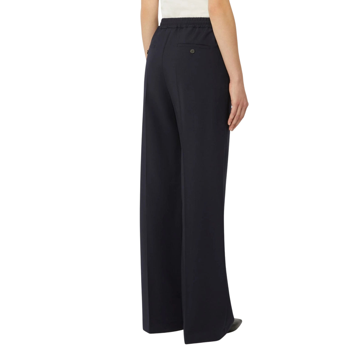 Pantalone dritto in lana stretch - Blu