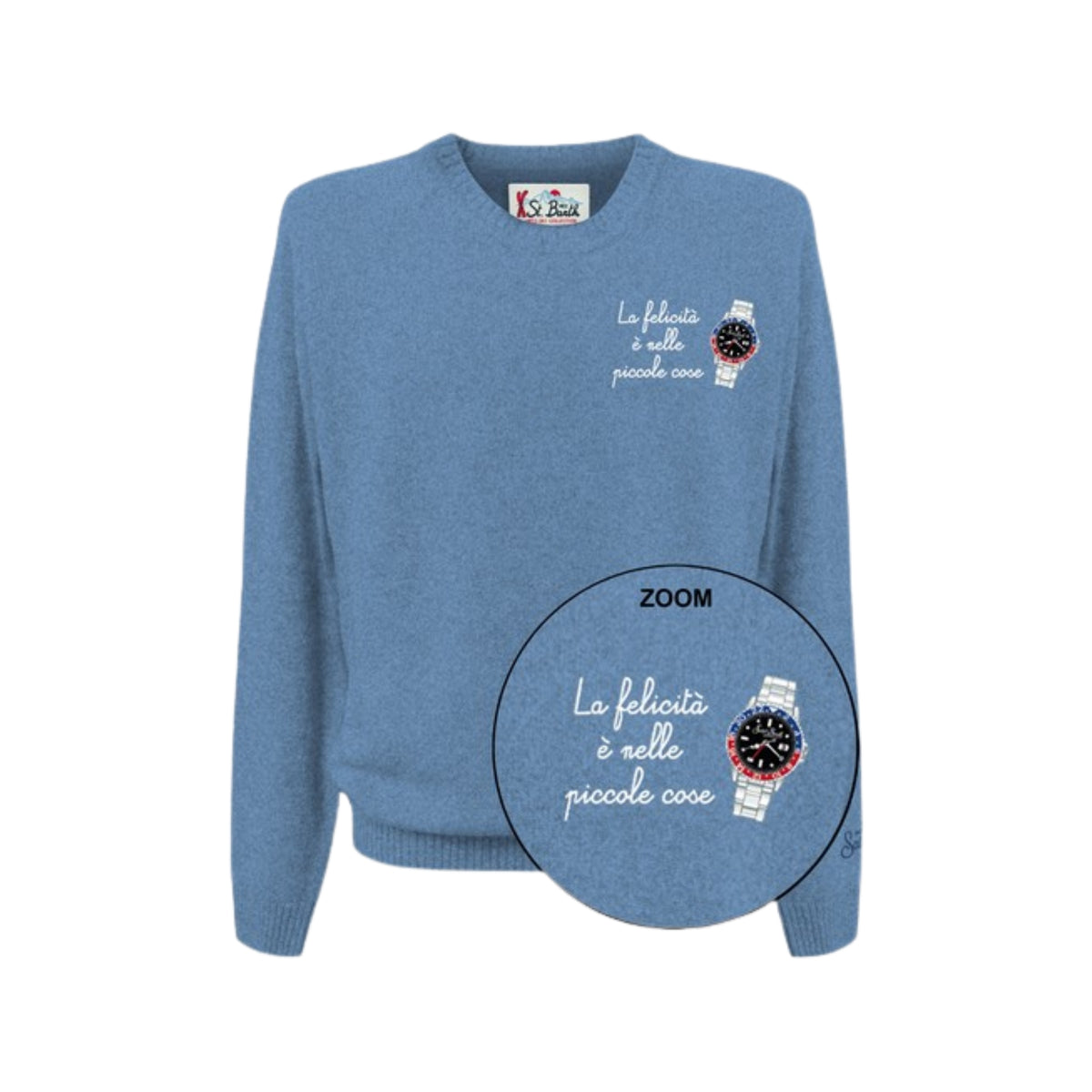 Maglione girocollo in misto cashmere - Azzurro