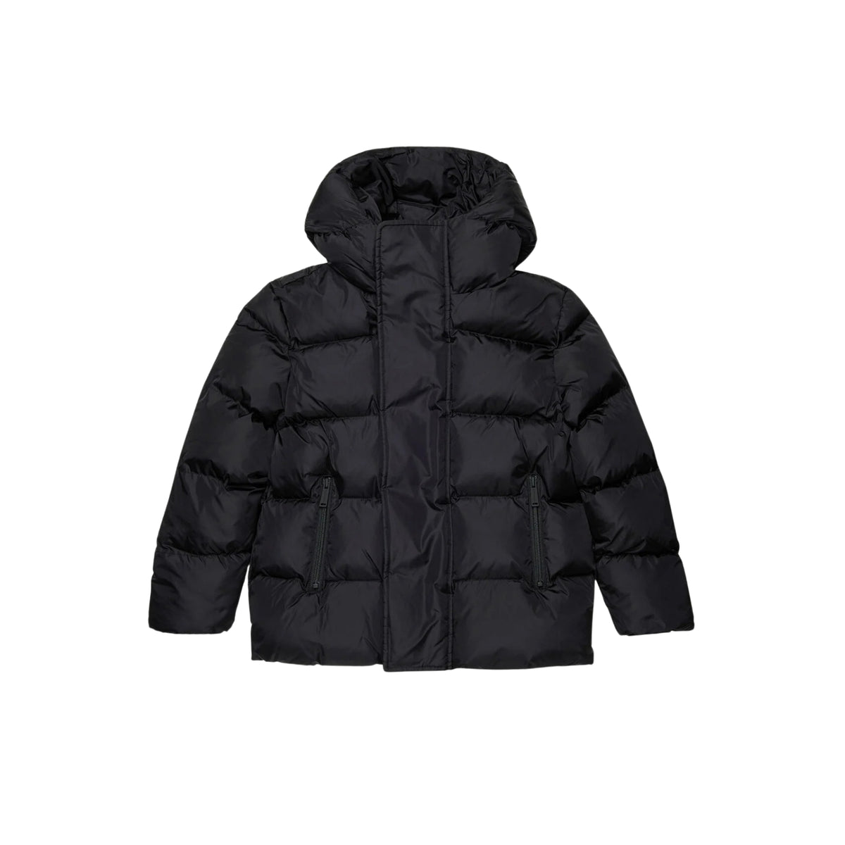 Piumino in nylon lucido con stampa logo - Nero