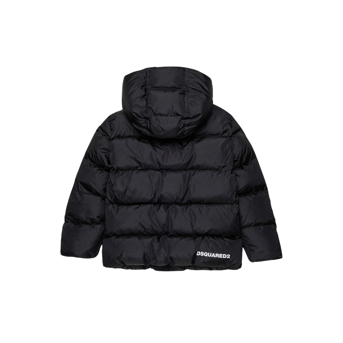 Piumino in nylon lucido con stampa logo - Nero