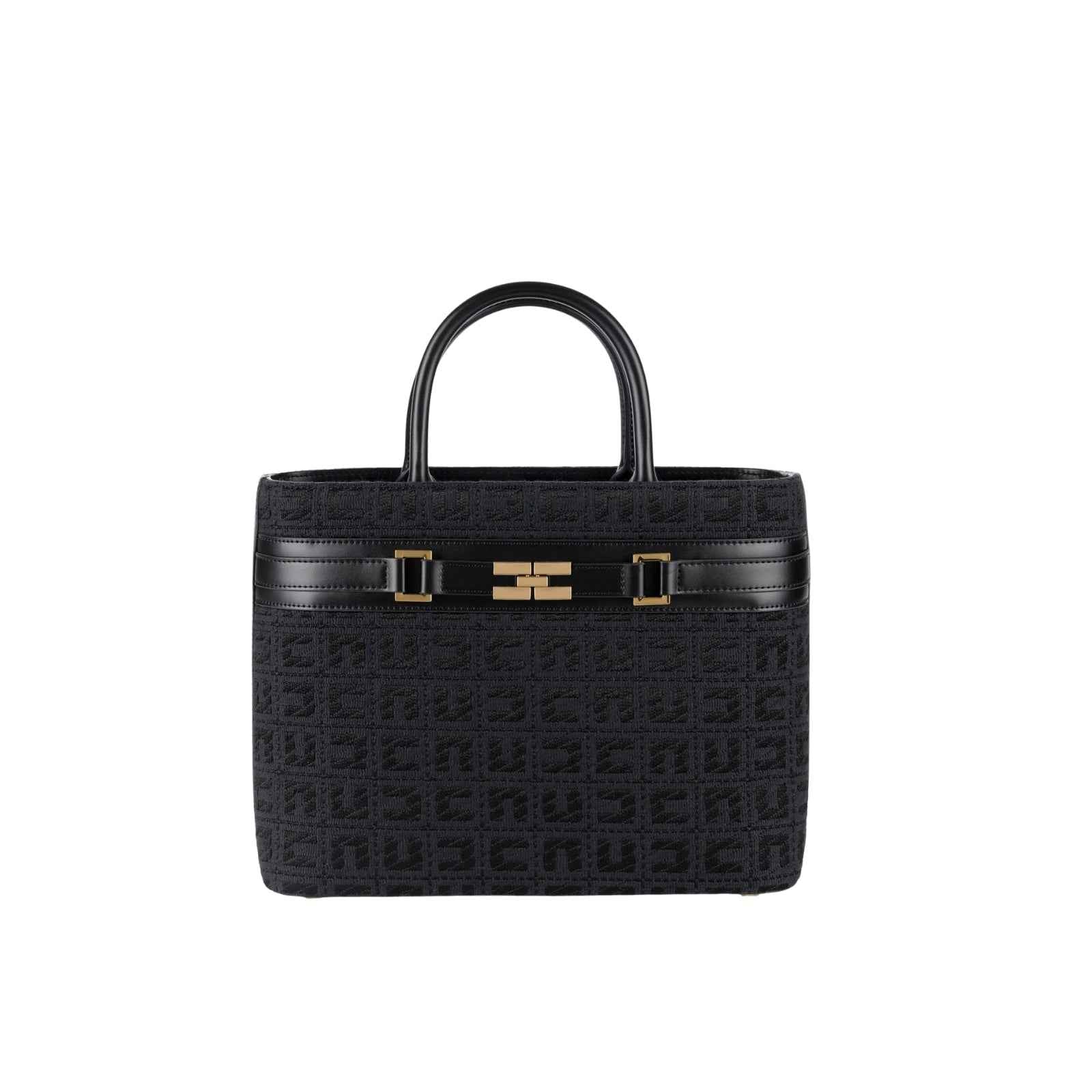 Borsa in tessuto jacquard - NERO