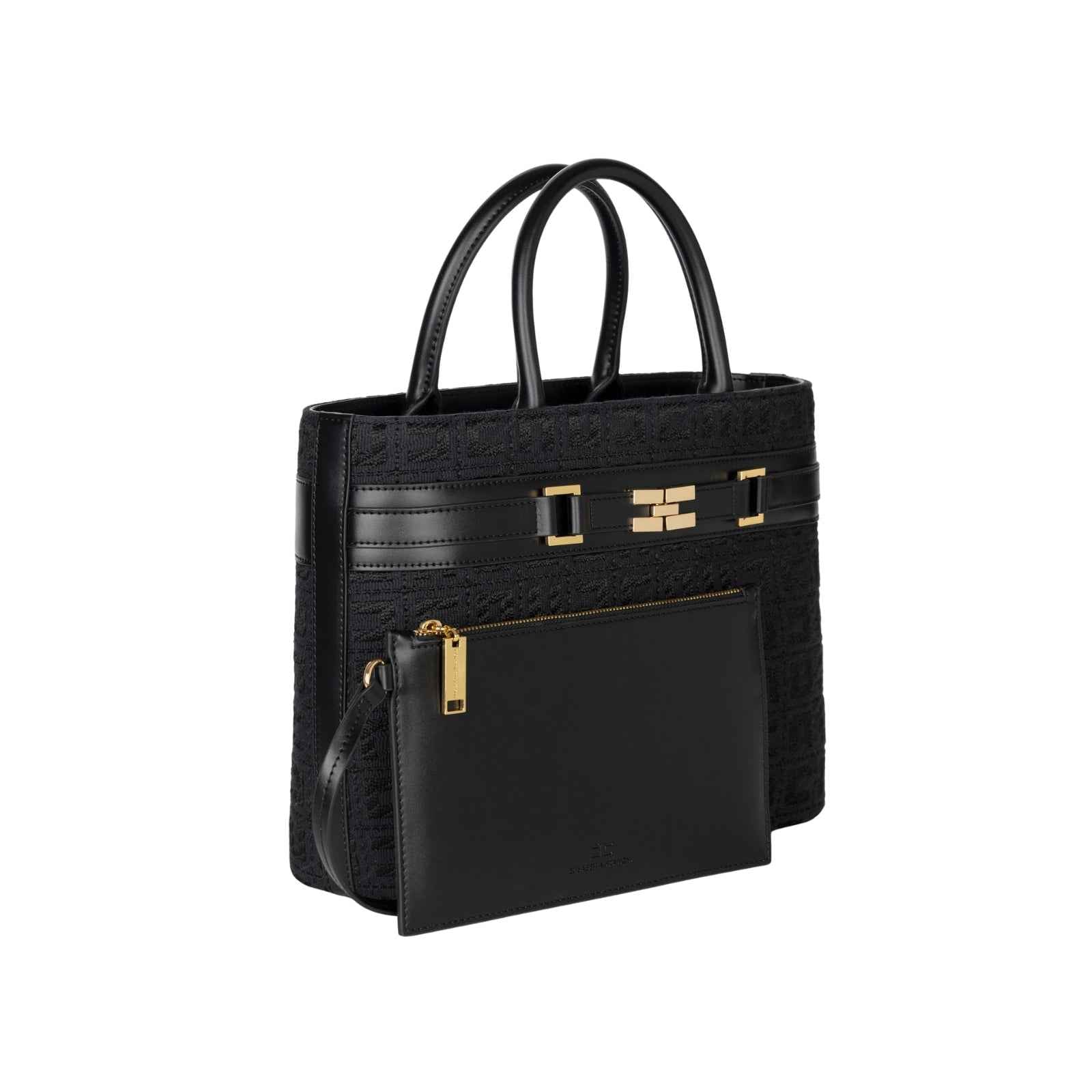 Borsa in tessuto jacquard - NERO