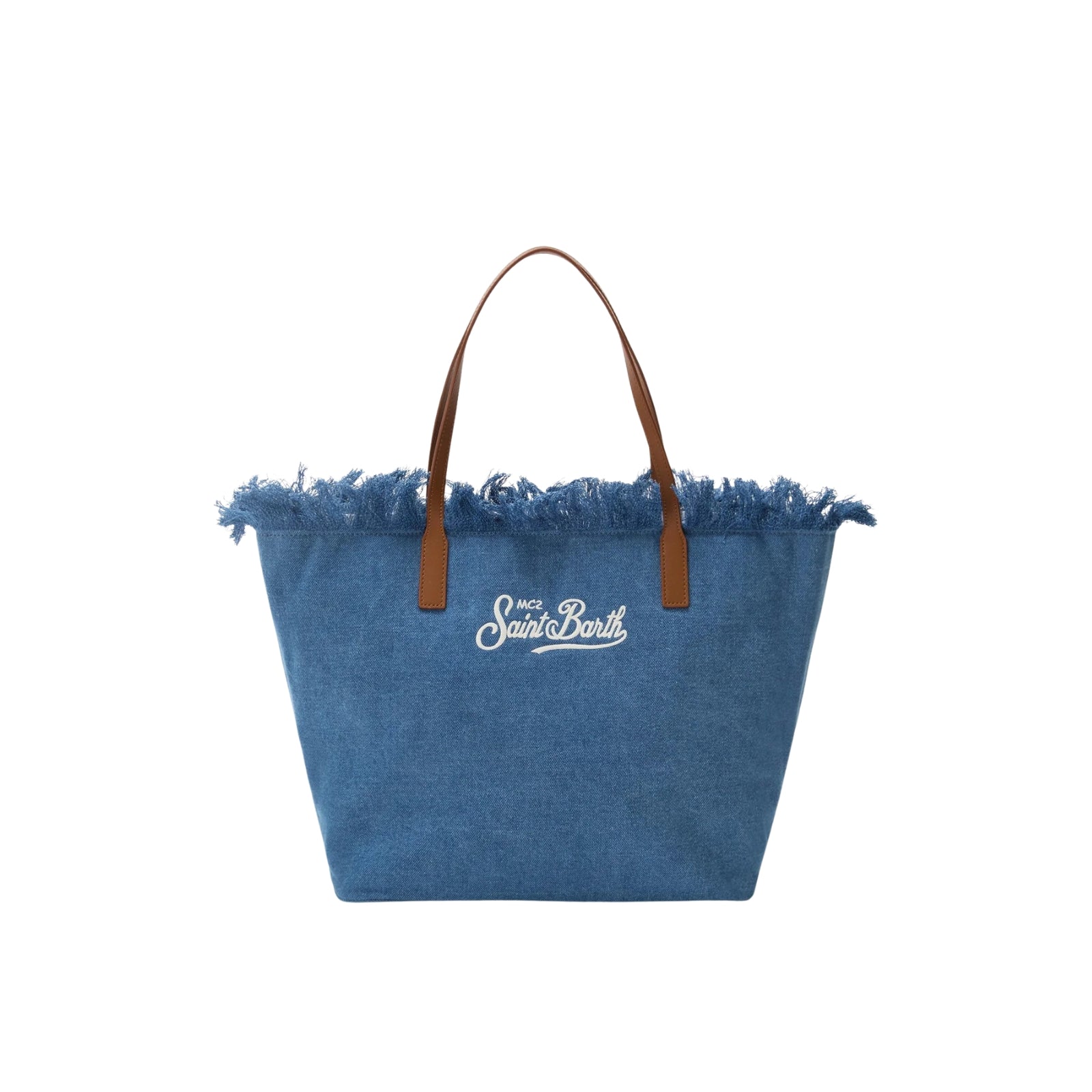 Borsa City regular in canvas con frange - DENIM