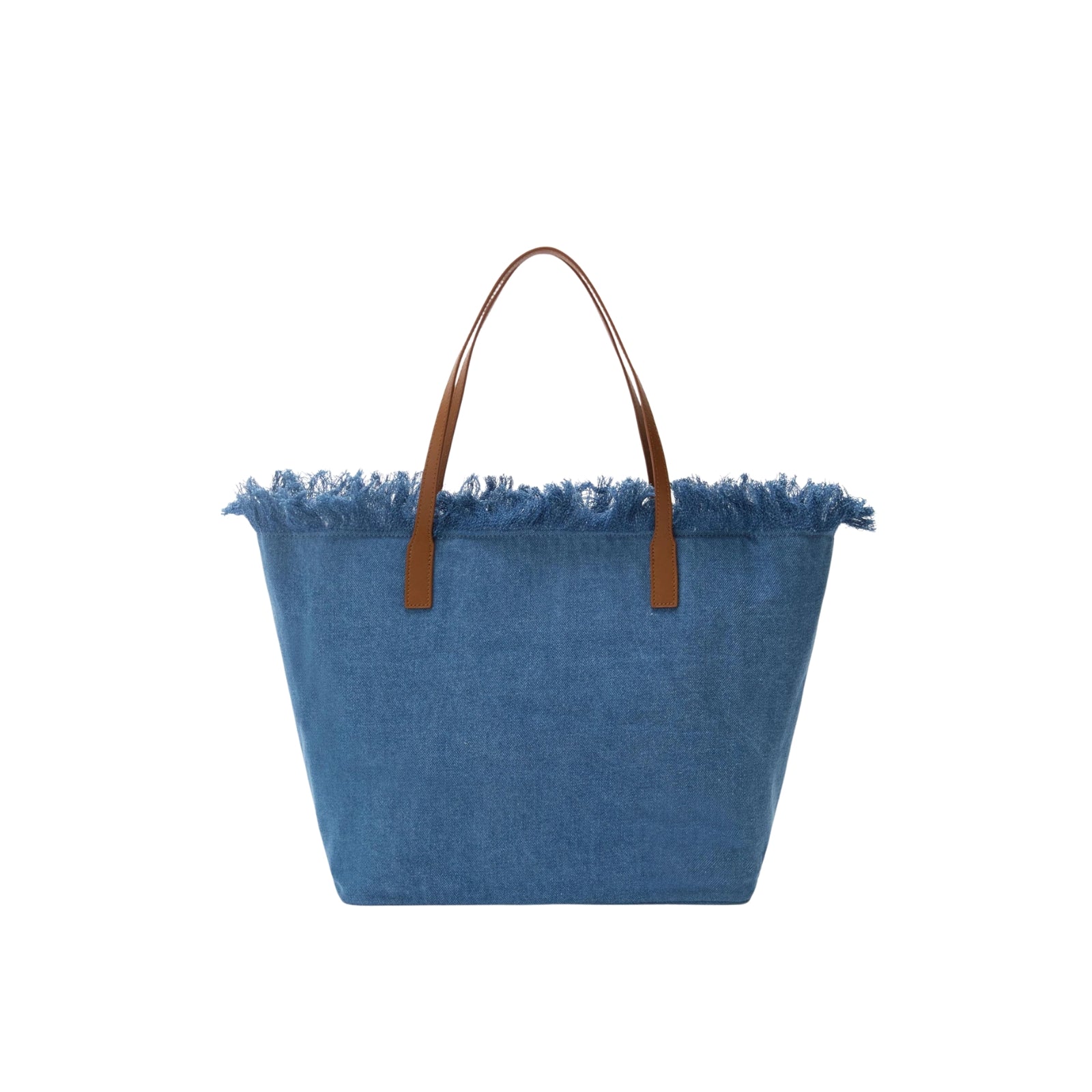Borsa City regular in canvas con frange - DENIM