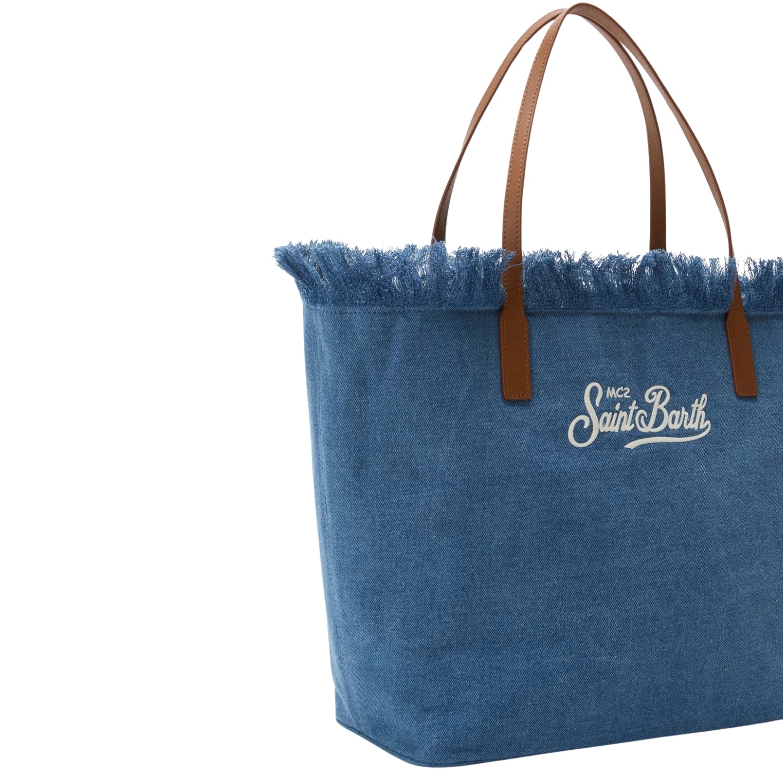 Borsa City regular in canvas con frange - DENIM