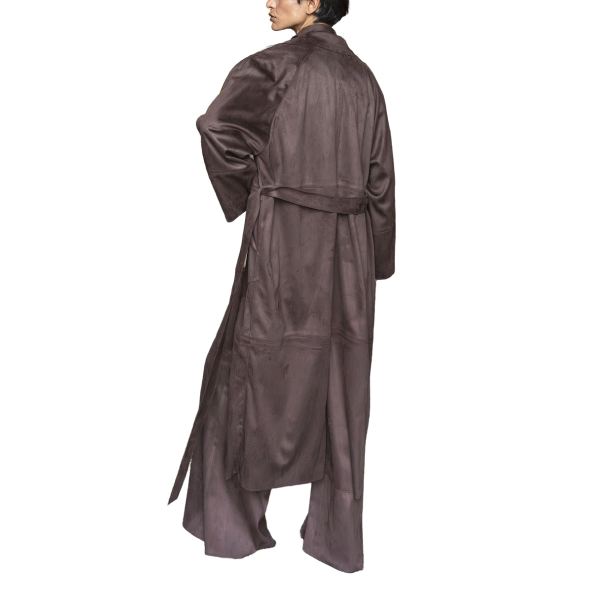 Cappotto lungo scamosciato Moro