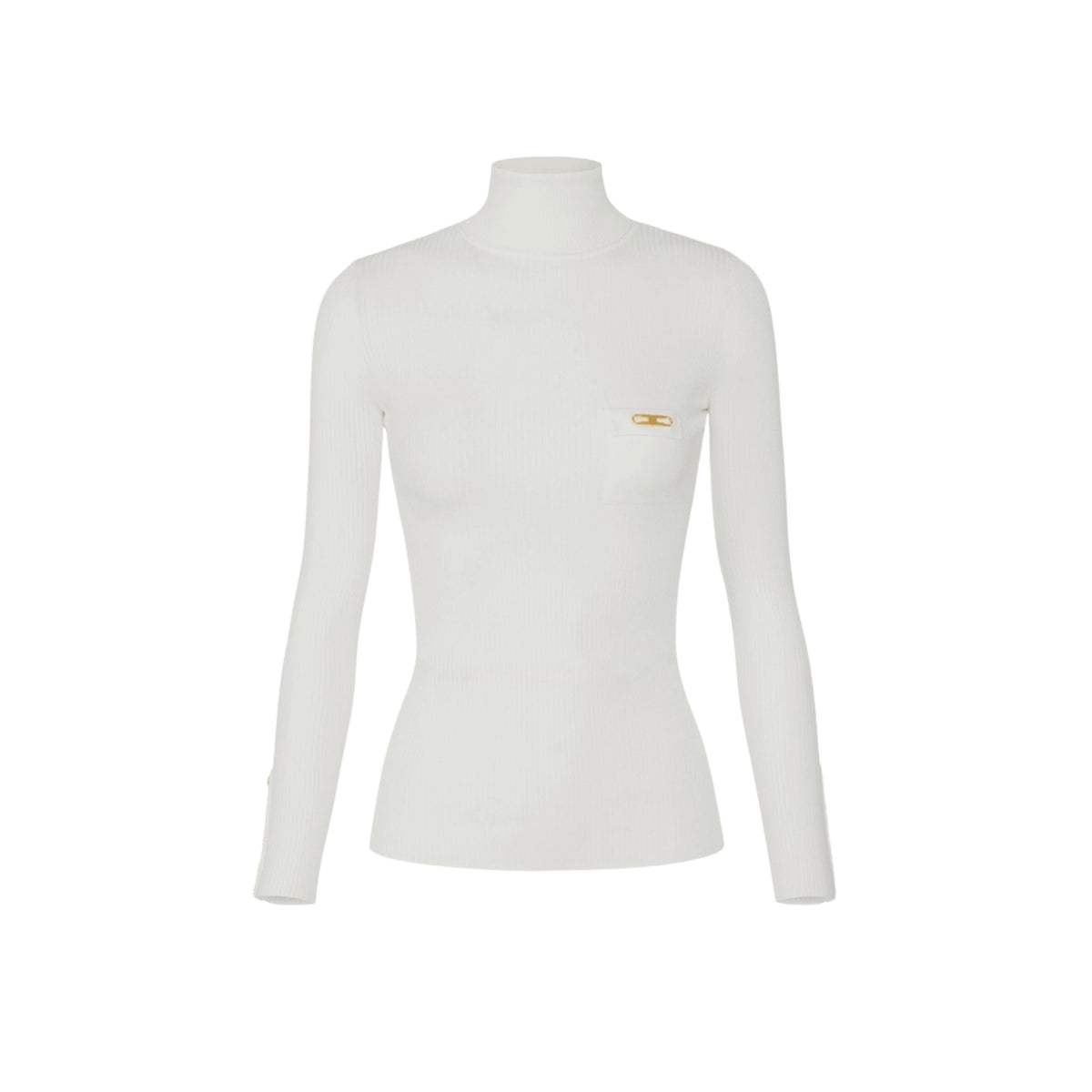 Maglia a costine con taschino - Avorio
