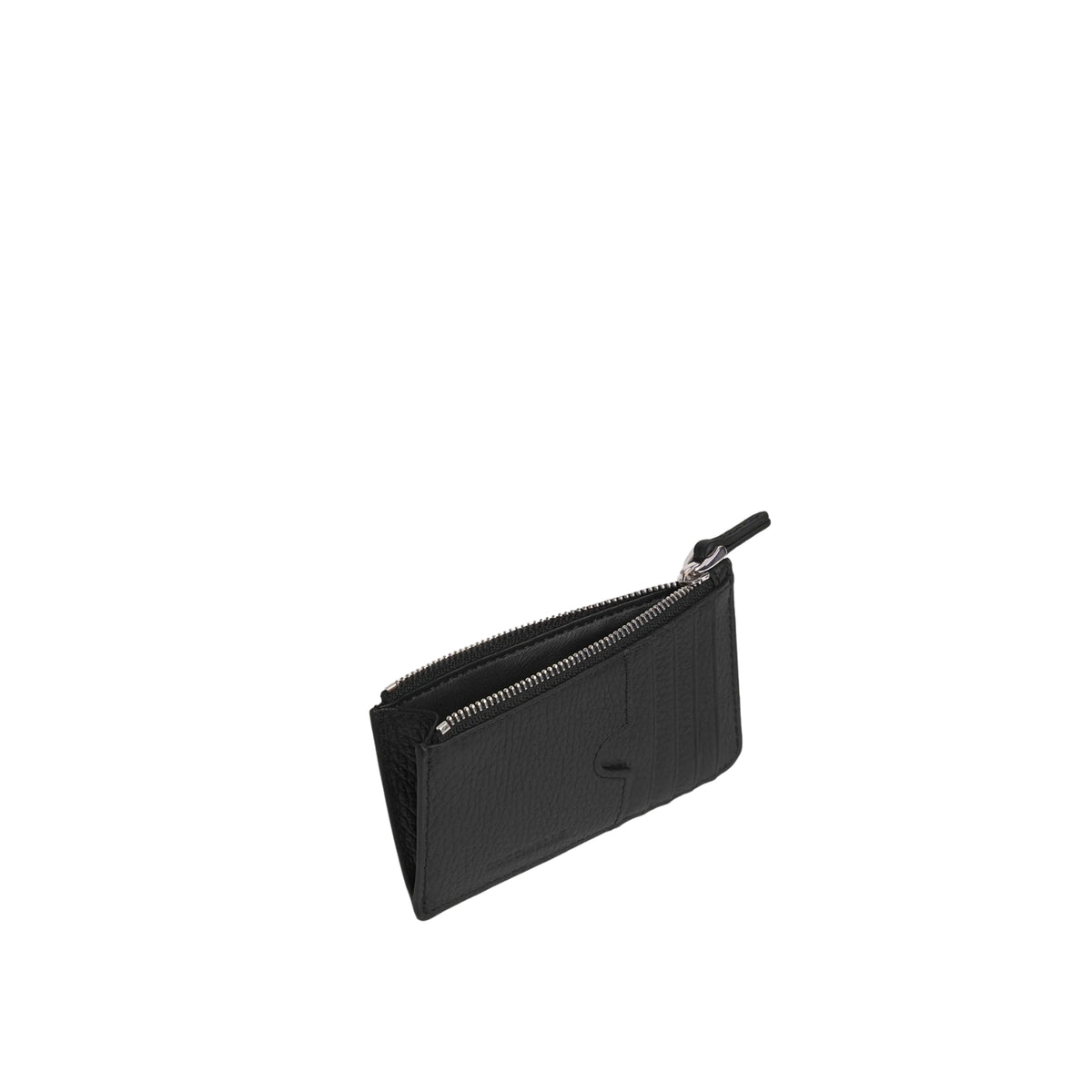 Portacarte con scomparti e tasca zippata - Nero