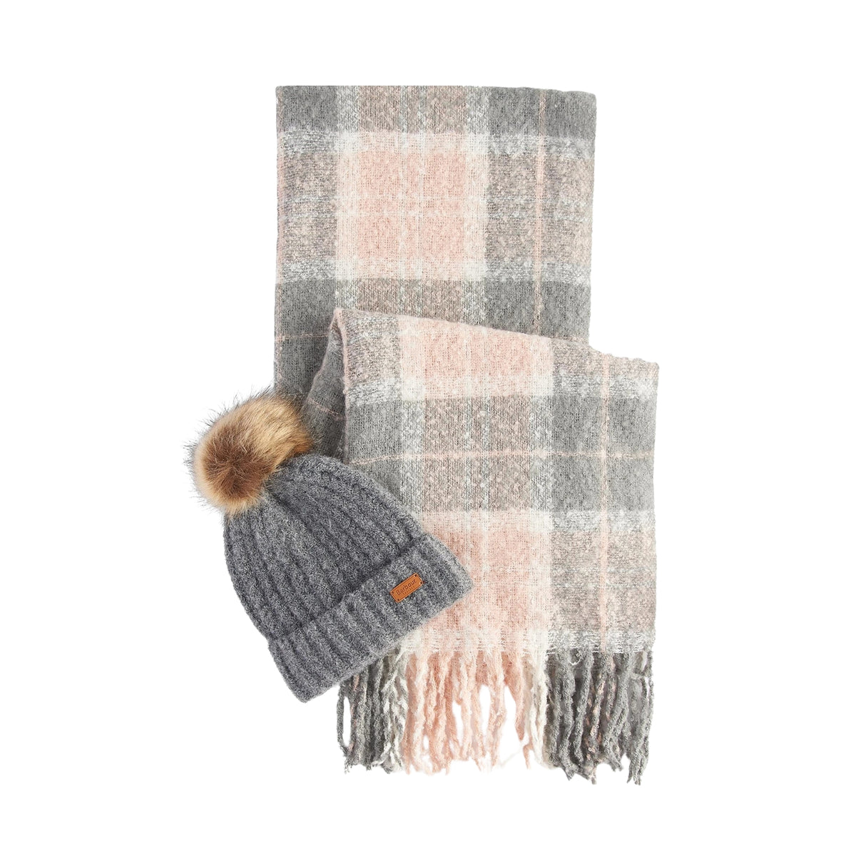 Coordinato Saltburn con berretto pompon e sciarpa - Rosa
