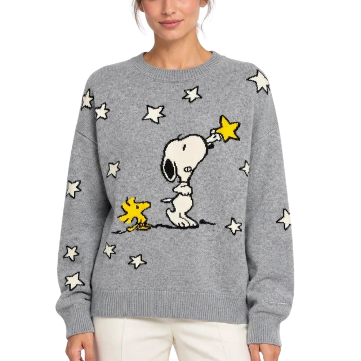 Maglia Tessa con intarsio Snoopy con stelle