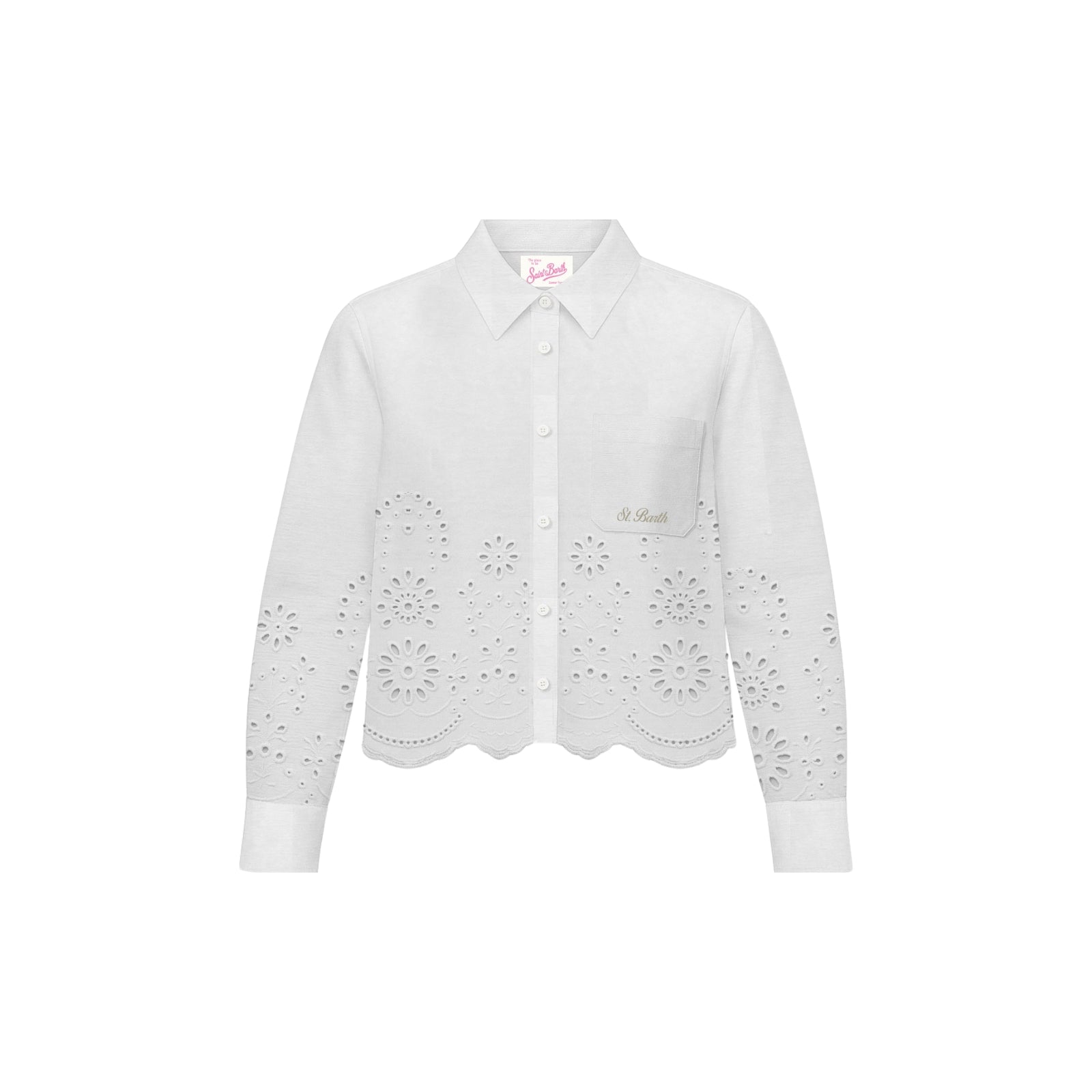 Camicia crop Oriane in cotone sangallo