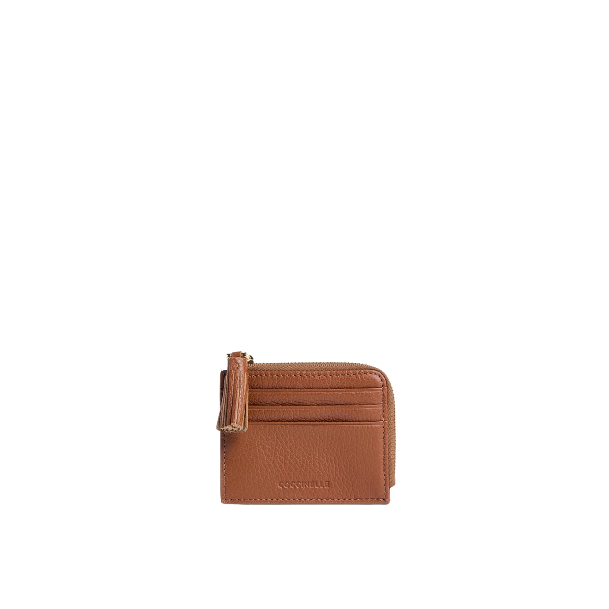 Portacarte con nappina in pelle - Beige