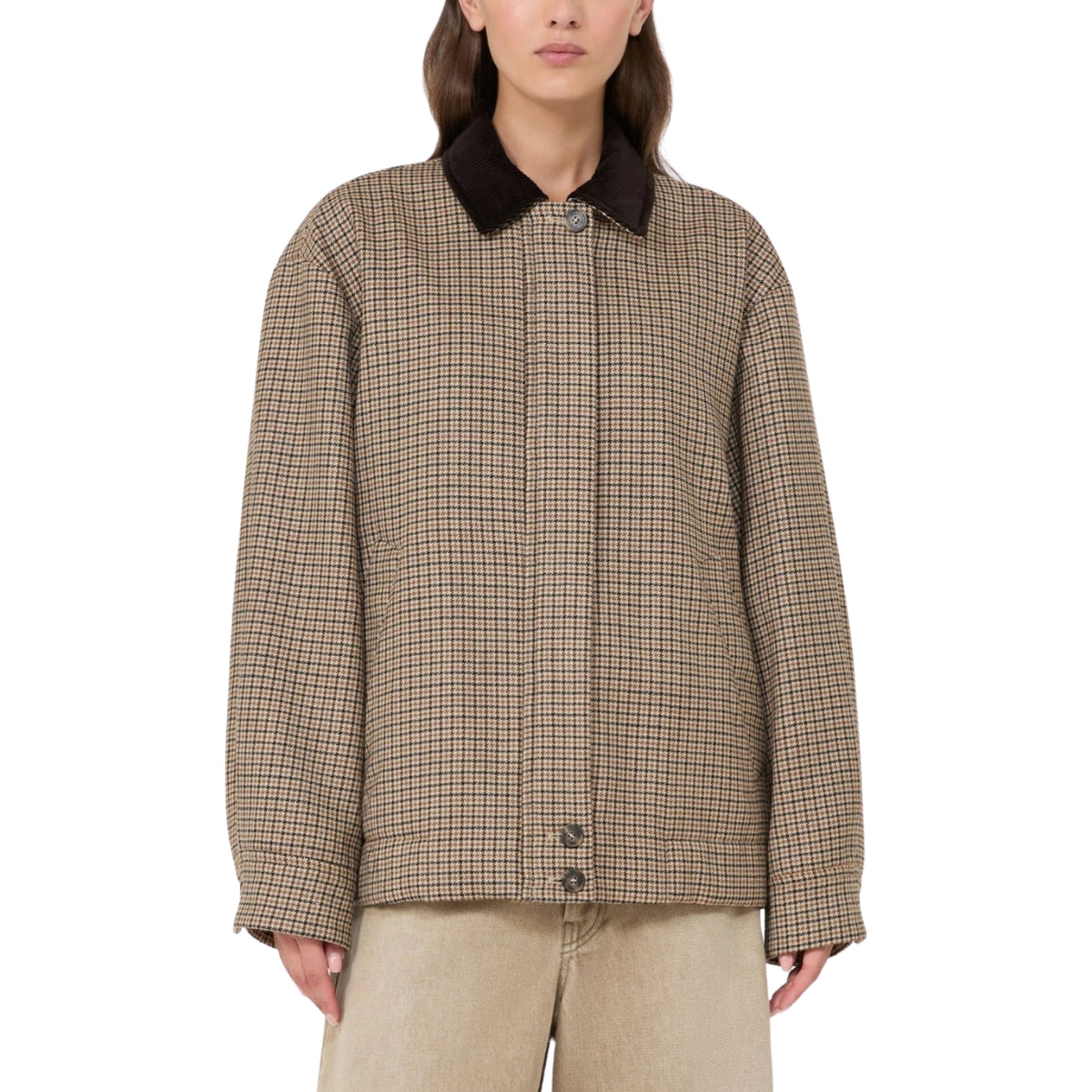 Giacca bomber over in lana pied de poule - Pied de poule