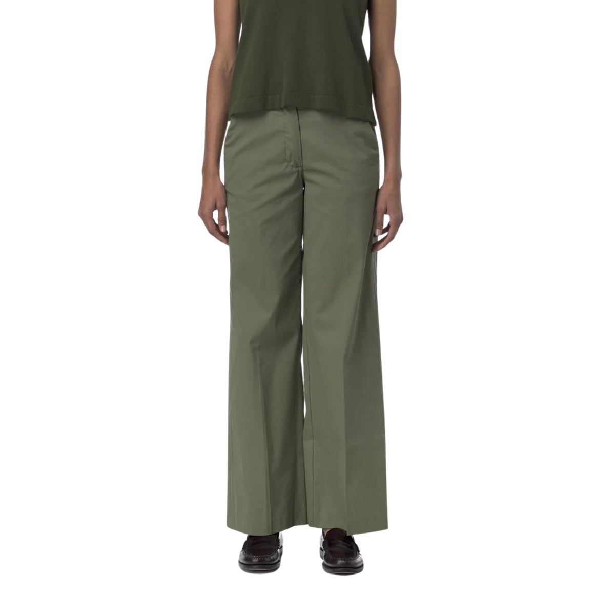 Pantalone Tya chino in gabardine - Verde