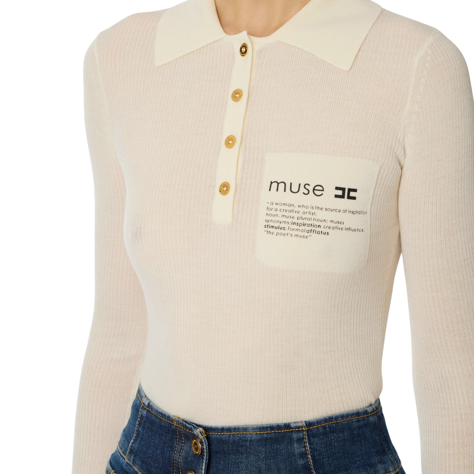 Polo in maglia con dettaglio lettering - LATTE