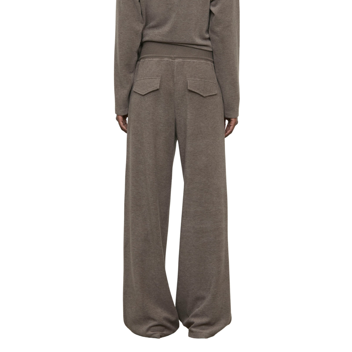 Pantaloni larghi in jersey melange - Fango