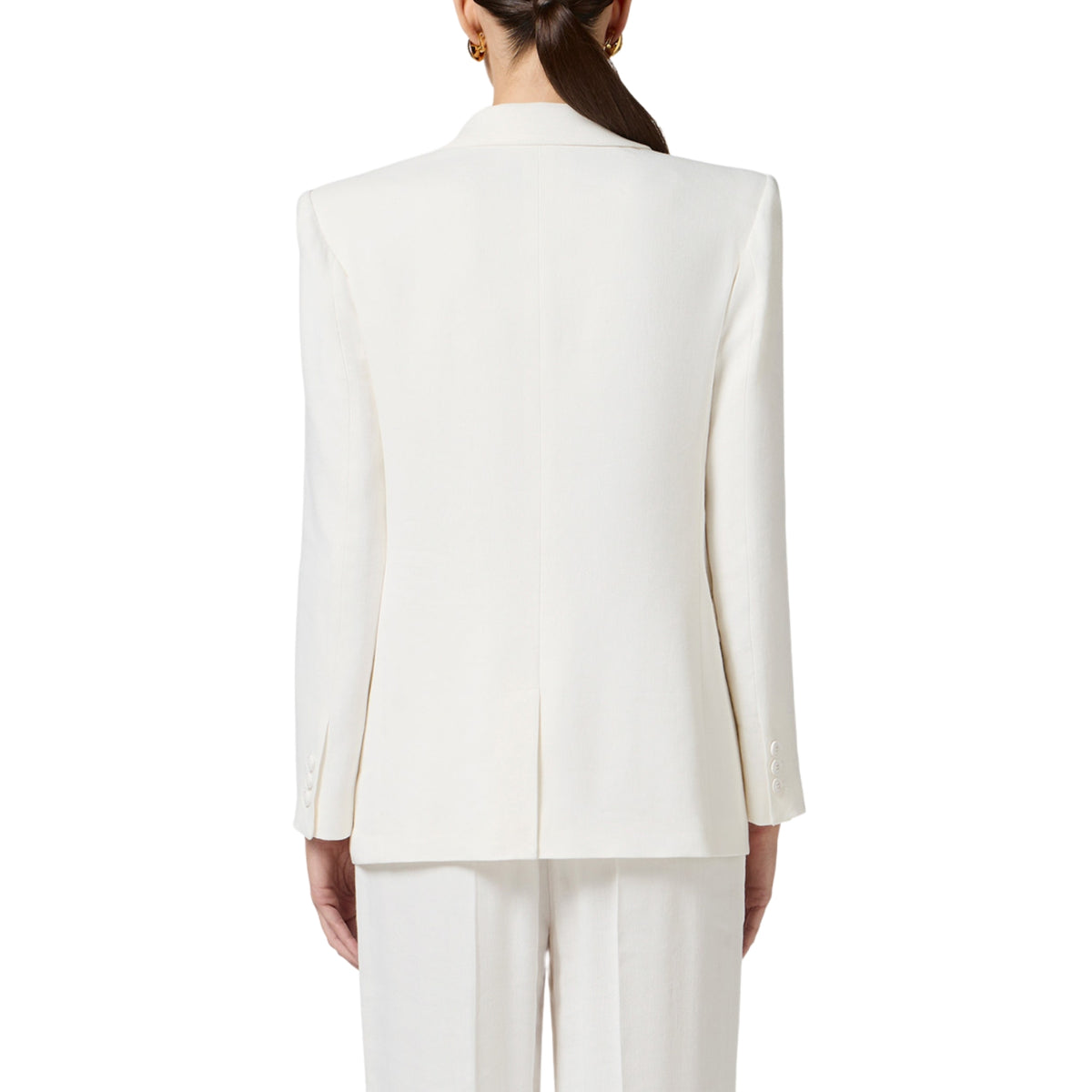 Giacca blazer in gabardina misto lino - Avorio