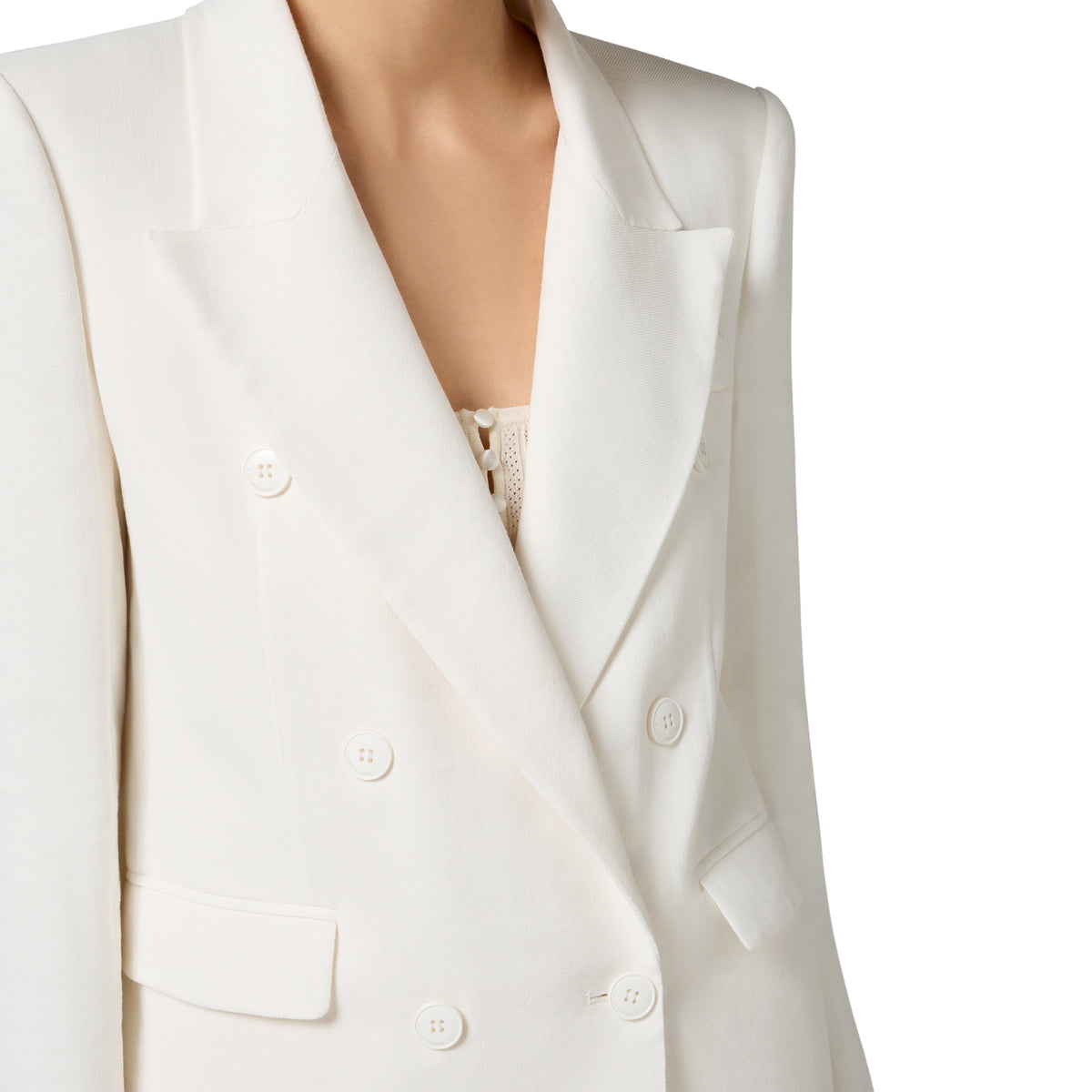 Giacca blazer in gabardina misto lino - Avorio