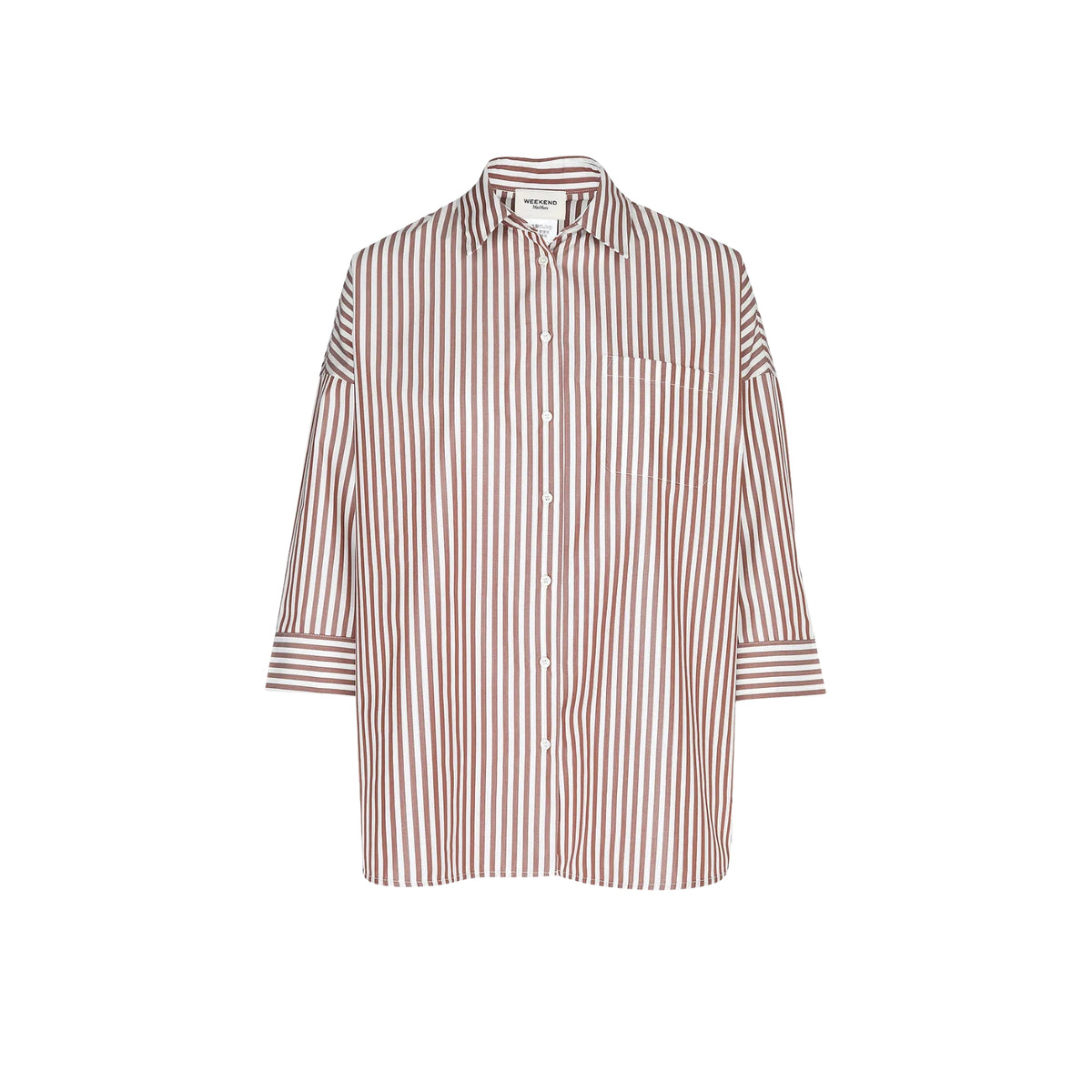 Camicia svasata con logo a farfalla ricamato - Rigata