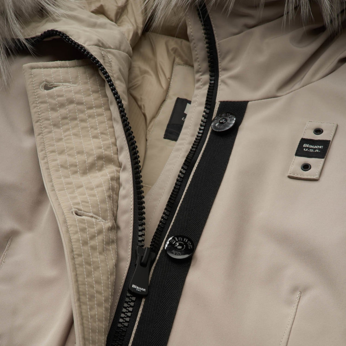 Parka Irma in neoprene con coulisse - Panna