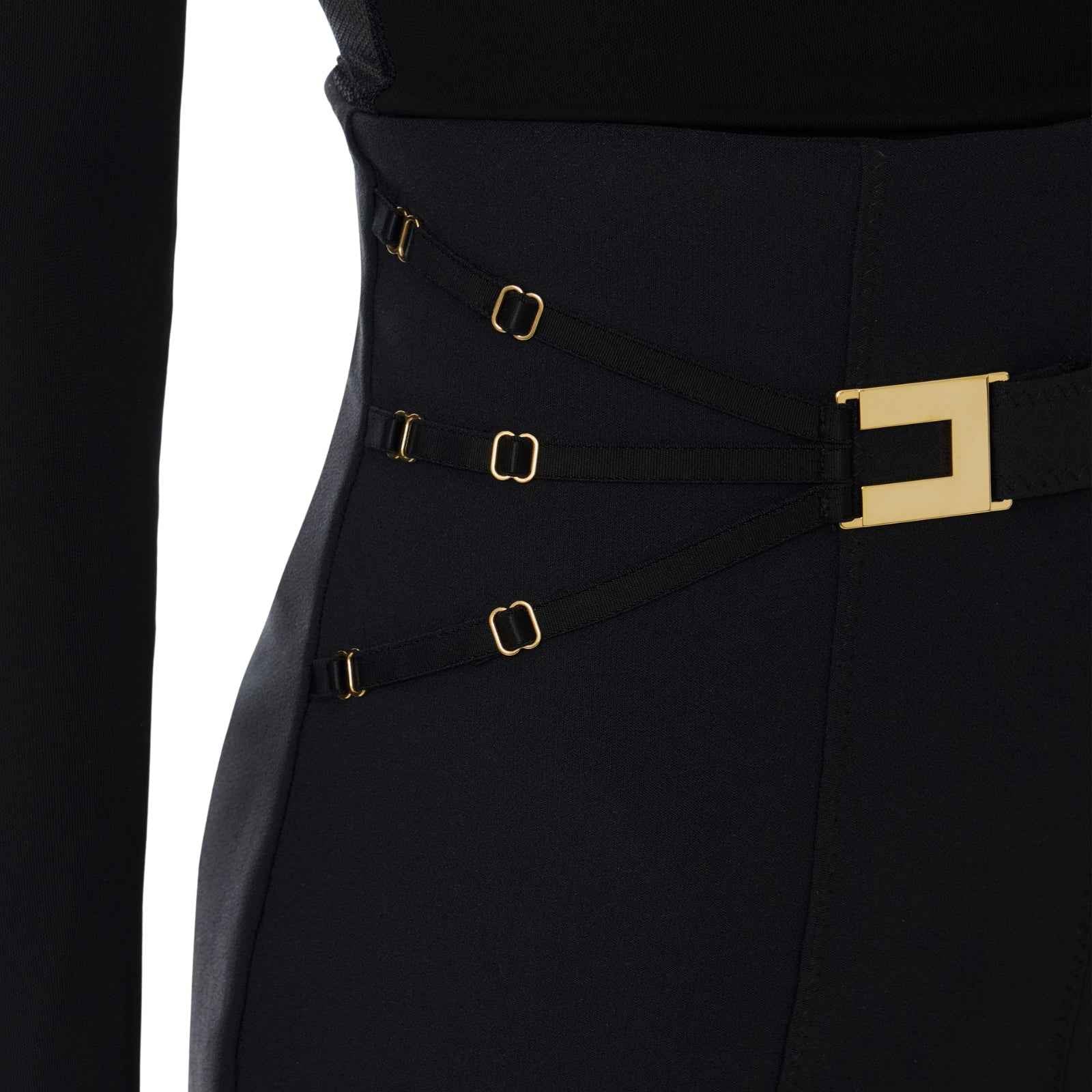 Minigonna in doppio crêpe stretch con elastici